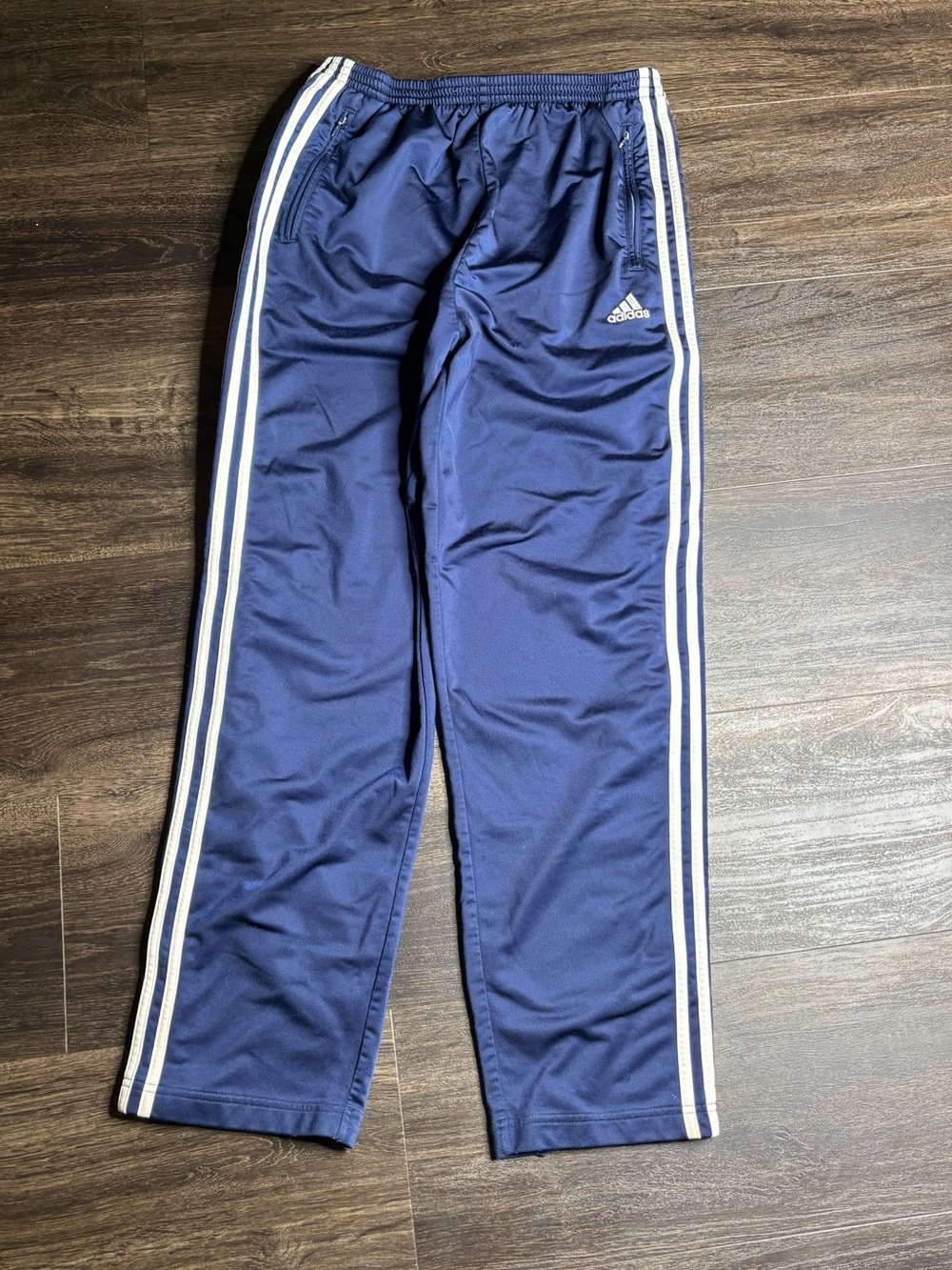 Vintage Adidas Tearaway Pants Mens M Blue Snap 3-Stripes Lined Track 2000s